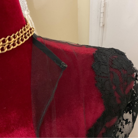 Vintage Sylvia Standig New York Silk and Lace Evening Dress Black Pink Size 2 - Picture 7 of 11